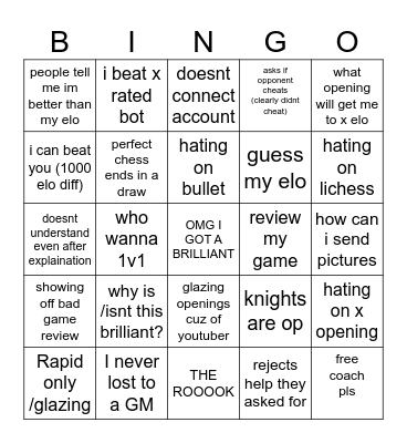 Low Elo Bingo Card