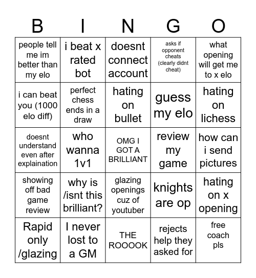 Low Elo Bingo Card