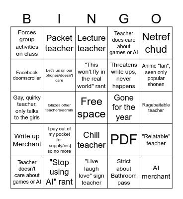 Teacher Bingo Card Bingo Card
