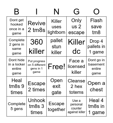 DBd bingo Card