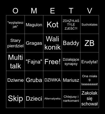 Omegle Bingo Card