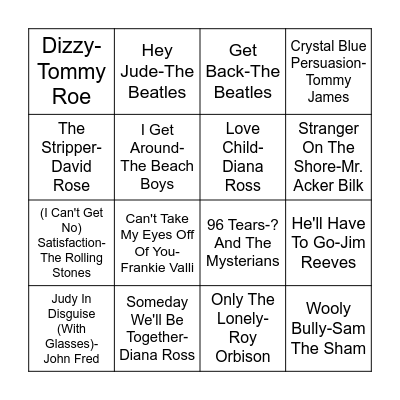 60's Bingo Card
