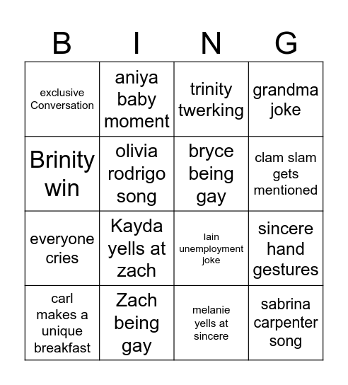 love island finale Bingo Card