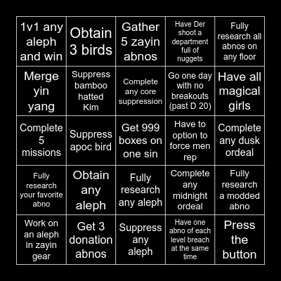 Lob corp bingo Card