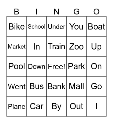 Go! Bingo Card