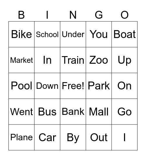 Go! Bingo Card