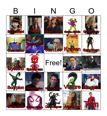 SPIDERMAN BINGO Card