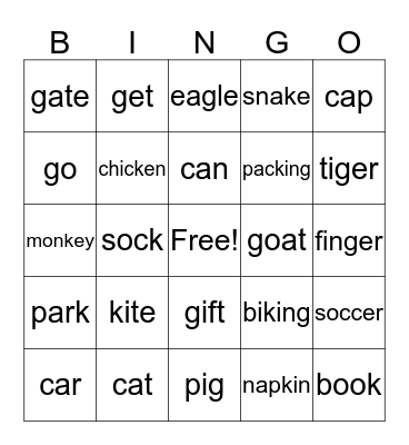 K Bingo Card