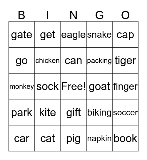 K Bingo Card