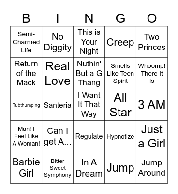 90s Bingo! Totally Rad! Bingo Card