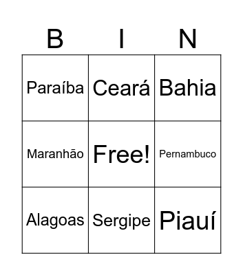 ESTADOS BRASILEIROS Bingo Card