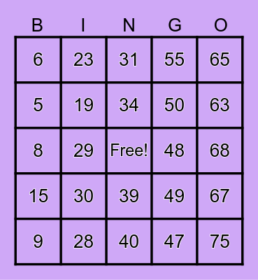 Glo Beauty Bingo Card