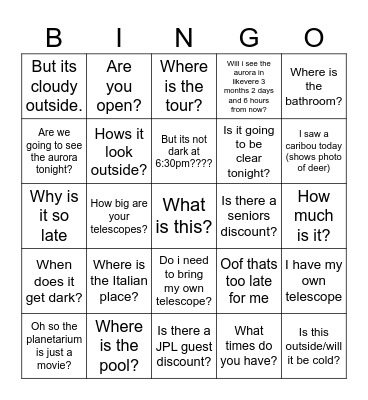 Retail Bingo Card