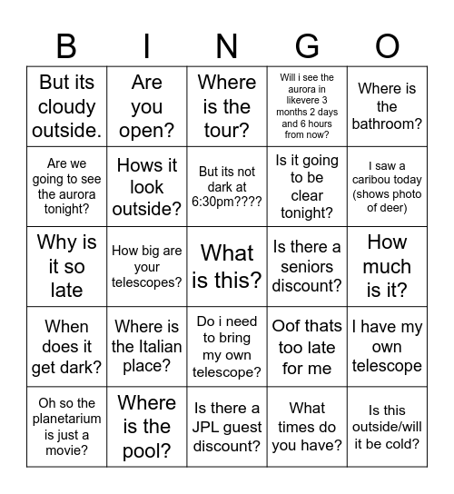 Retail Bingo Card
