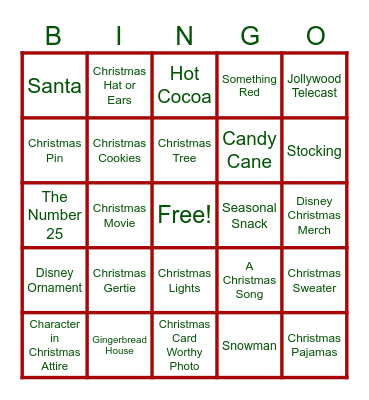 Christmas Bingo Card