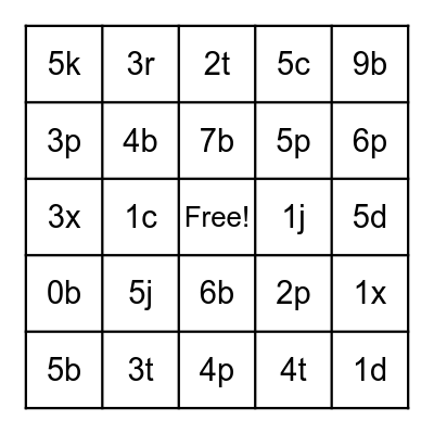 Meter Location BINGO Card