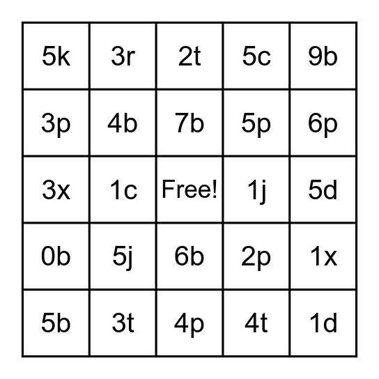 Meter Location BINGO Card