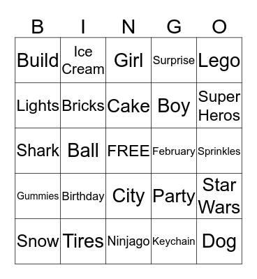 LEGO Bingo Card