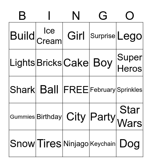 LEGO Bingo Card