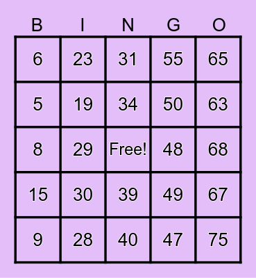 Glo Beauty BINGO Card