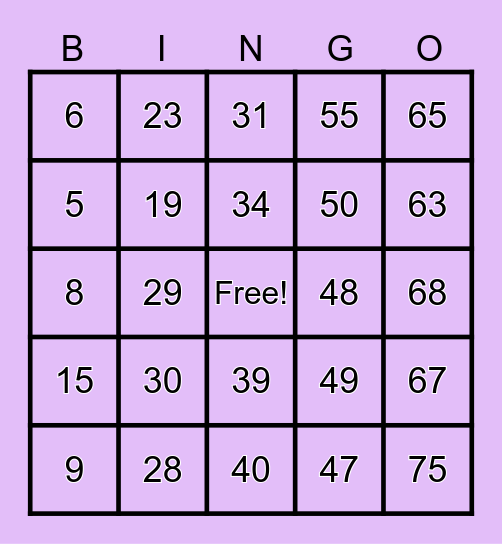 Glo Beauty BINGO Card