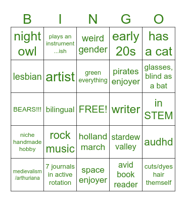 oakesgo Bingo Card