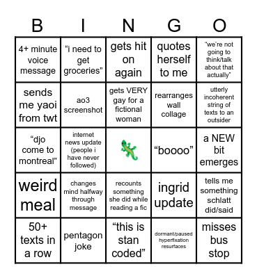 Stan Bingo (stingo) Bingo Card