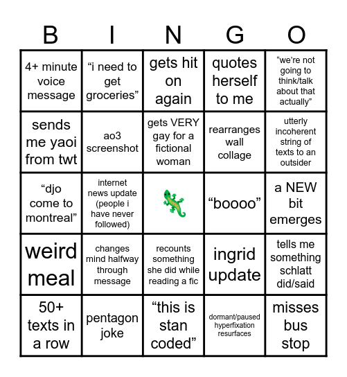 Stan Bingo (stingo) Bingo Card