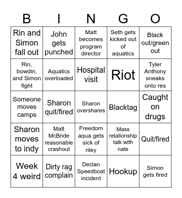 Week 4 Bingo Card