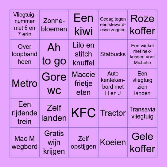 Heenreis Bingo Card