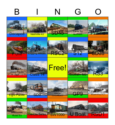The Duluth and Northeastern and other Shortline Railroads Bingo Card