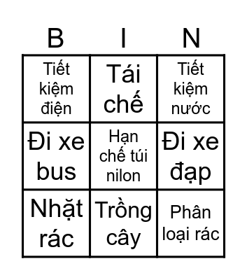 Bảo vệ môi trường Bingo Card