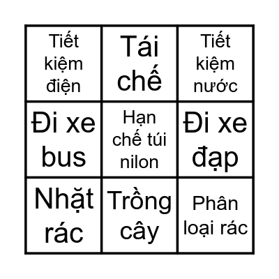 Bảo vệ môi trường Bingo Card