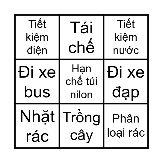 Bảo vệ môi trường Bingo Card