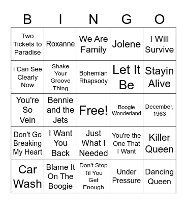 70's BINGO Card