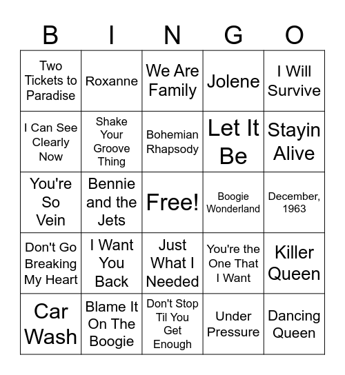 70's BINGO Card