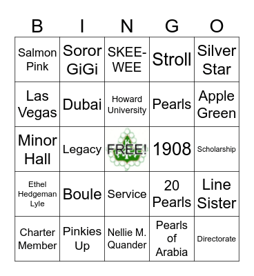 AKA  Bingo Card