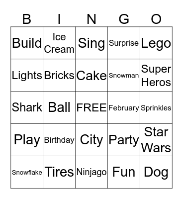 LEGO Bingo Card