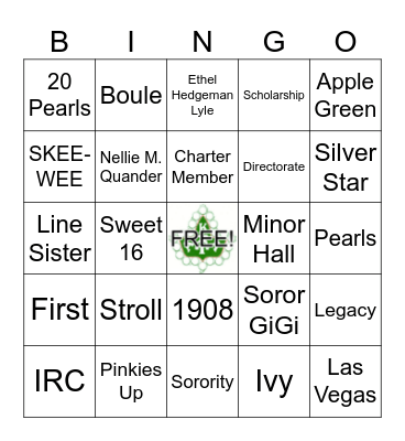 AKA  Bingo Card