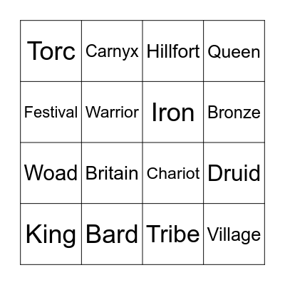 The Celts Bingo Card