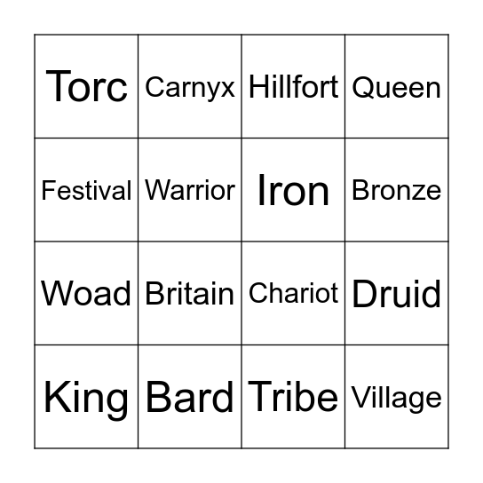 The Celts Bingo Card