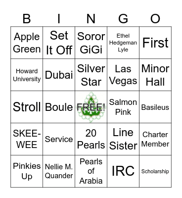 AKA Bingo Card