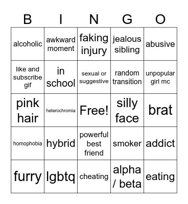 GACHA LIFE MINI MOVIE BINGO Card