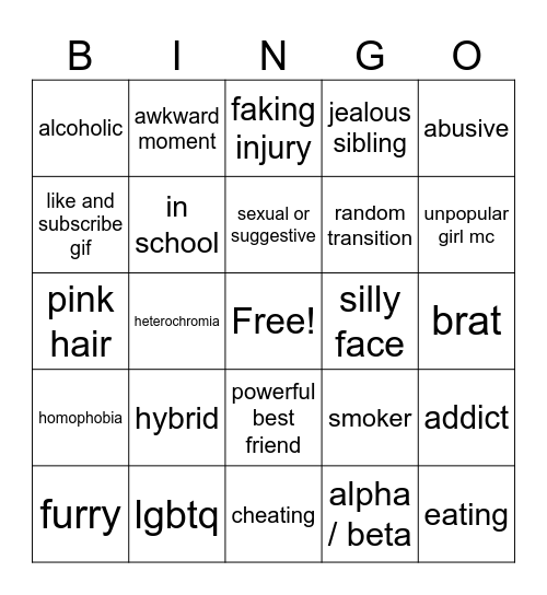 GACHA LIFE MINI MOVIE BINGO Card