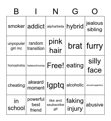 gacha life mini movie bingo Card