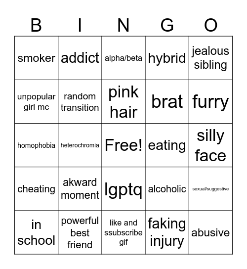 gacha life mini movie bingo Card
