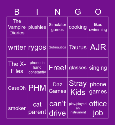 fluff starter pack Bingo Card
