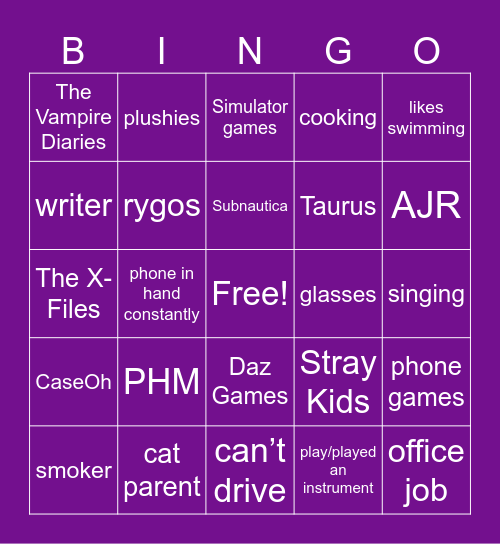 fluff starter pack Bingo Card