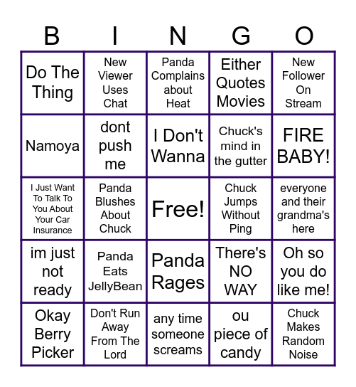 STREAM BINGO Card