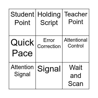 Training Bingo Card